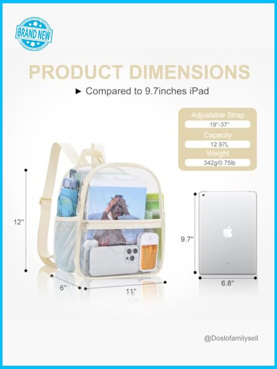 Clear Backpack Stadium Approved Waterproof Daypack for Sport Events Concerts main image 4